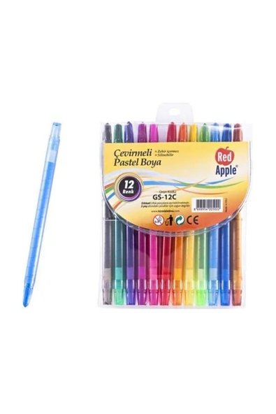 Red Apple Gs12c Çevirmeli Mum Boya 12 Renk ürün görseli 1