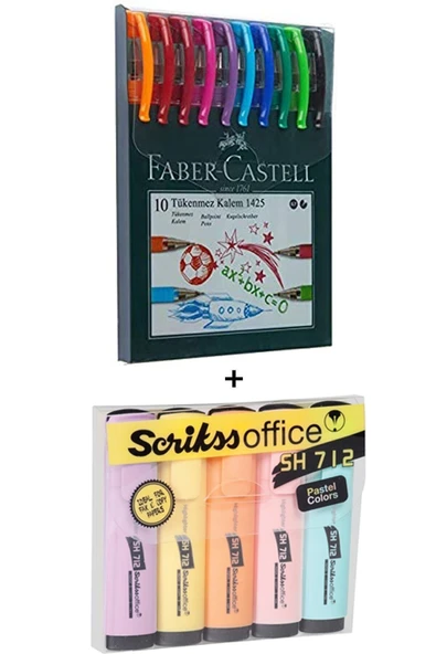 Faber Castell Faber 1425 Tükenmez Kalem Seti Scrikss Pastel Fosforlu Seti F.k ürün görseli 1