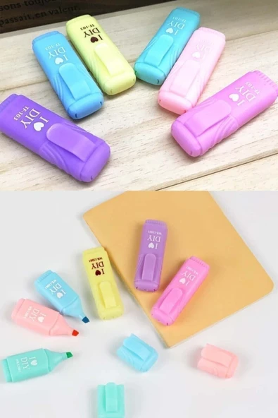 Patladı Gitti Mini Fosforlu Kalem 6'lı Öğrenci Işaretleme Kalemi - Pastel Renkler - Resim 2