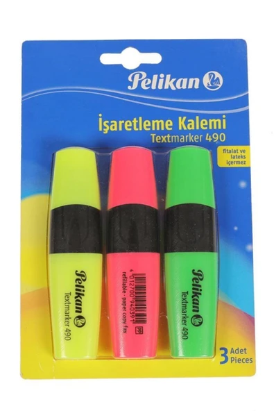 Pelikan 490 Fosforlu Işaretleme Kalemi 3 Renk Sarı-pembe-yeşil Pl940300ıkmt03 - 1
