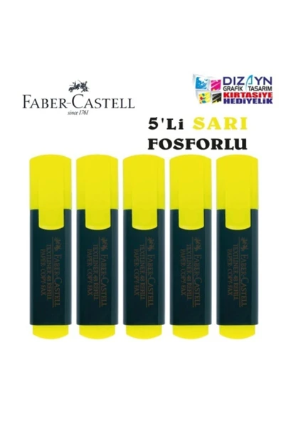 Faber Castell Fosforlu Kalem 5sarı ürün görseli 1