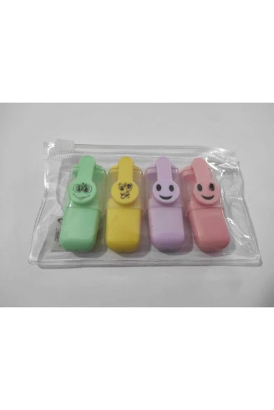 Misyon Emojili 4'lü Fosforlu Kalem Seti (PASTEL RENKLER) F.k ürün görseli 1