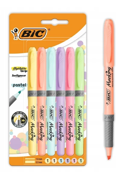 Bic Pastel 6'lı Fosforlu Kalem Marking Highlighter Grip Pastel Blister ürün görseli 1