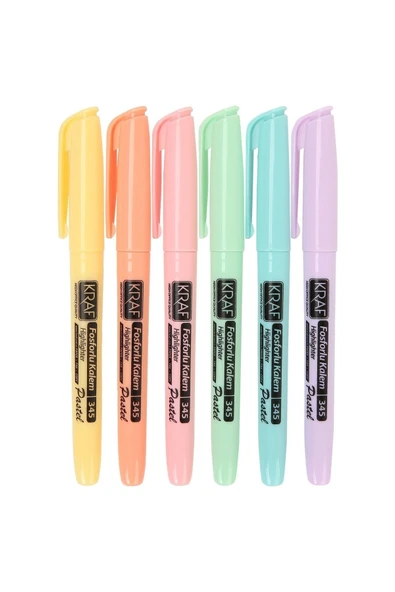KRAF 6'lı Pastel Fosforlu Kalem + Pensan 10 Renk Tükenmez Kalem Seti - 3
