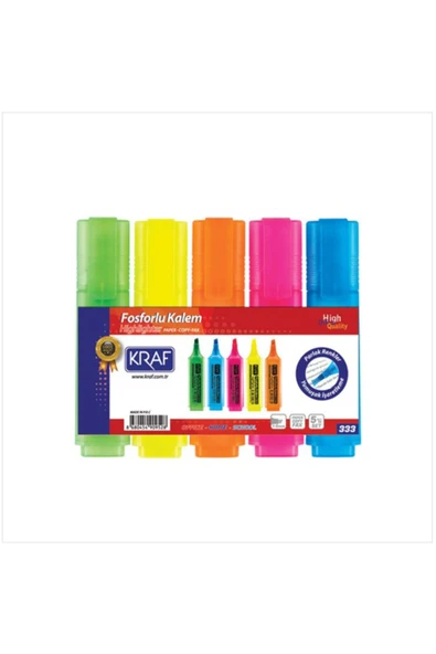 Öncü Kırtasiye Reklam Kraf Fosforlu Kalem 5li Set ürün görseli 1