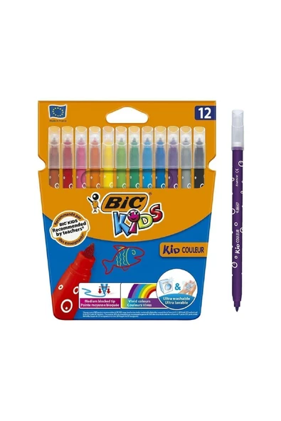 Bic Kids 12 Li Keçeli Boya Kalemi+12 Li Plastidecor Silinebilir Mum Pastel Boya - Resim 2