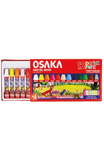 Osaka 12 Renk Pastel Boya 12 Li - Resim 2