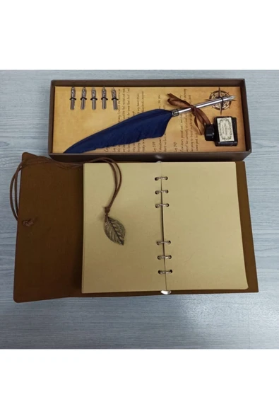 1001Hediye Divit Hokka Seti Tüylü Kalem Seti Ve Özel Tasarım Defter Seti - Resim 2