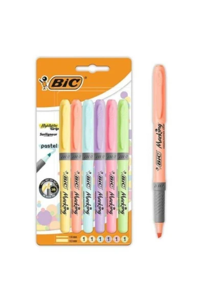 Bic Marking Highlighter Grip Pastel 6'lı Blister ürün görseli 1