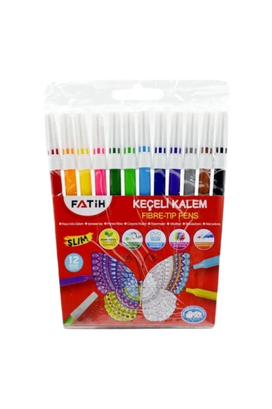 Fatih Slim Keçeli Kalem 12 Renk (34015) ürün görseli 1