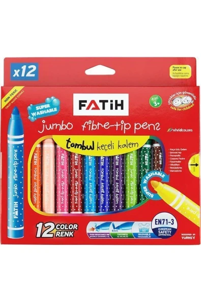 Fatih Jumbo Keçeli Kalem 12 Renk ürün görseli 1