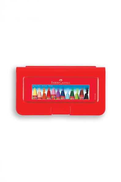 Faber Castell Altıgen Pastel Boya, 12 Renk, Plastik Kutu, Yumuşak ve Canlı Renkler, Rahat Kullanım,Etkili Uygulama - 1