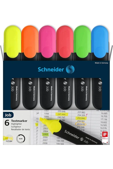 SCHNEIDER Job 150 NEON Fosforlu Kalem 6'lı Set Orijinal Kutulu / 115096 ürün görseli 1