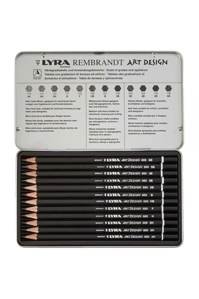 LYRA Rembrandt Art Design Dereceli Kalem 12'li Metal Kutu - Resim 2