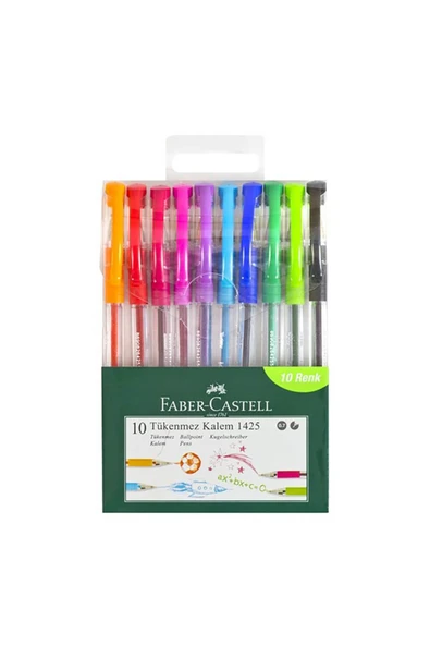Faber Castell 1425 Tükenmez Kalem 10 Renk Set ürün görseli 1