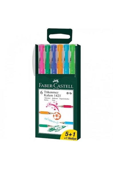 Faber Castell 1425 Tükenmez Kalem 5+1 (ekstra Yumuşak Yazım) ürün görseli 1