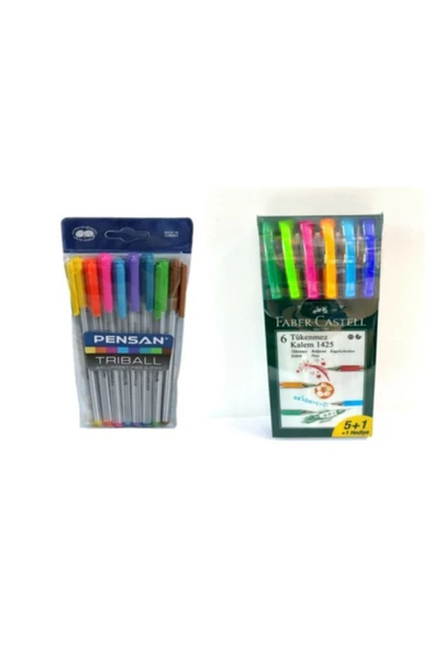 Faber Castell Tükenmez Kalem 1425 Fc. 6'lı Renk Ve Pensan Trıball 8'li Renk ürün görseli 1
