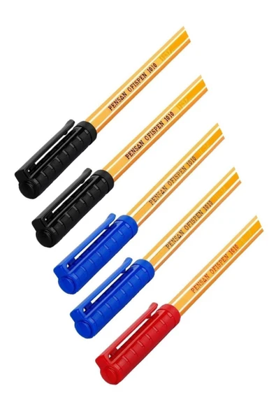 Pensan 1010 Tükenmez Kalem Ofispen 5 Adet (mavi 2 Siyah 2 Kırmızı 1 ) ürün görseli 1