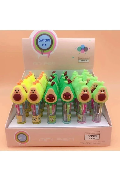 Ege Fotokopi & Kırtasiye Mini Avokado 4 Renkli Tükenmez Kalem - Çoklu Tükenmez Kalem Mini Boy - Resim 2