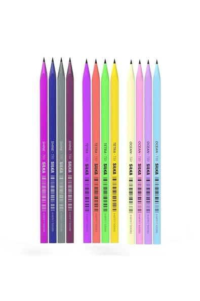 Silka Üçgen Karışık Renkli Kurşun Kalem 6'li ürün görseli 1
