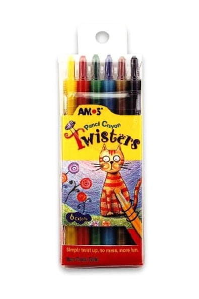 Amos Twisters İnce Kalem Tipi Mum Boya 6 Renk RC6PST eol ürün görseli 1