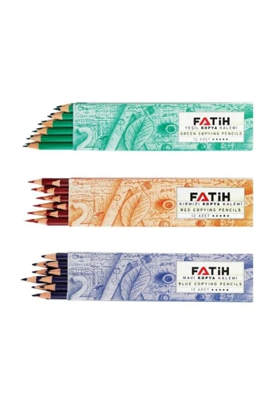 Fatih Kırmızı 12'li - Yeşil 12'li - Mavi 12'li Kopya Kalemi B.s ürün görseli