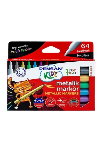 Pensan Kidz Temizlenebir 7 Renk Metalik Markör Kalem Pe99930Mrk8Rnk - 1
