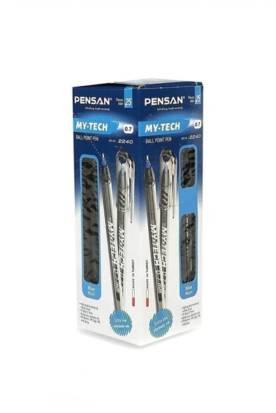 Pensan My-tech 0.7mm Mavi Tükenmez Kalem 25'li Paket - 1