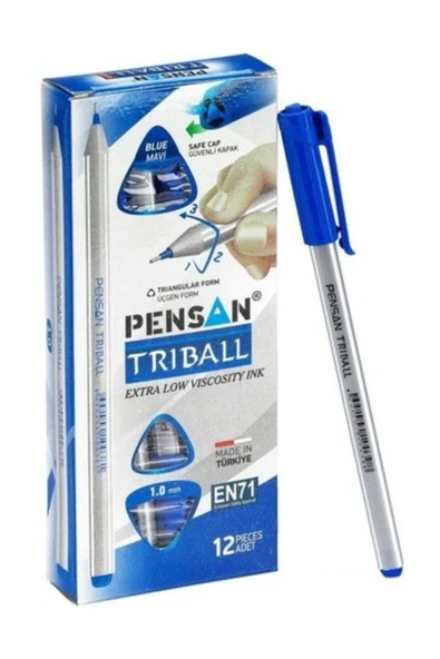 Pensan Triball 1.0 Mavi Tükenmez Kalem 12 Li Paket ürün görseli 1