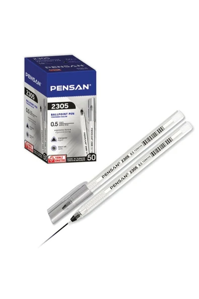 Pensan 2305 Üçgen Tükenmez Kalem 0.5 Mm 50 Adet - Siyah ürün görseli 1
