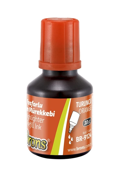 Brons Turuncu Fosforlu Kalem Mürekkebi 30 ml br-9124 - 1