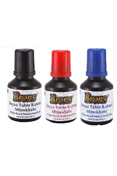 Brons Beyaz Tahta Kalemi Mürekkebi Siyah-mavi-kırmızı 30 Cc ürün görseli 1
