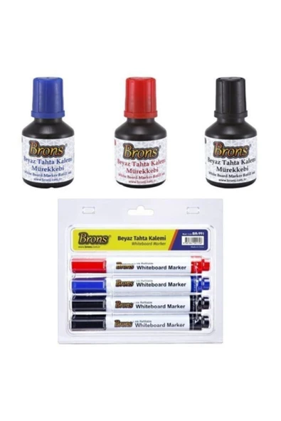Brons Tahta Kalem Mürekkebi 3 Renk 30cc Ve Tahta Kalem Seti 4'lü ürün görseli 1
