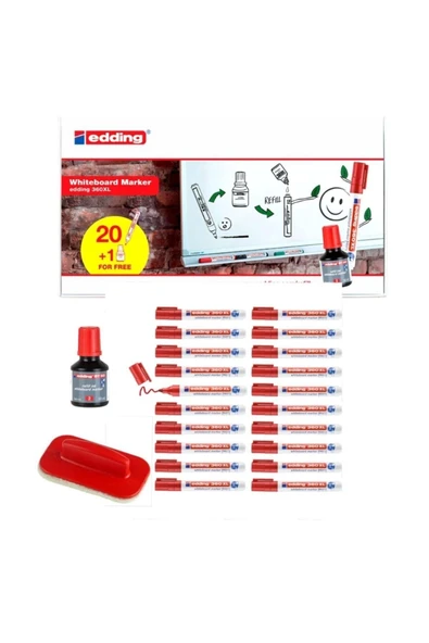 Edding 360 Xl Beyaz Tahta Kalemi 20 Li Set Mürekkep +tahta Silgisi tkm - 1