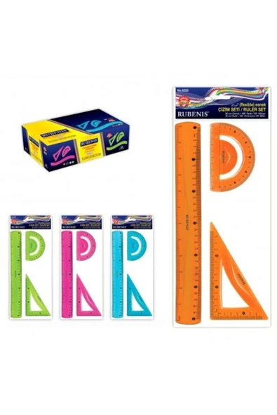 Rubenis Flexıble (kırılmaz) Çizim Cetvel Seti Mavi ürün görseli 1
