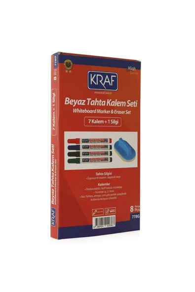KRAF Doldurulabilir Beyaz Tahta Kalemi Ve Silgi 8'li - Resim 3