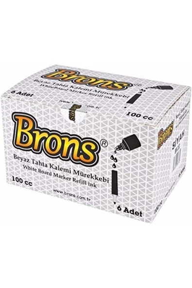 Brons Beyaz Tahta Kalemi Mürekkebi Siyah 100 Cc. Br-353 6'lı Paket tkm - 1