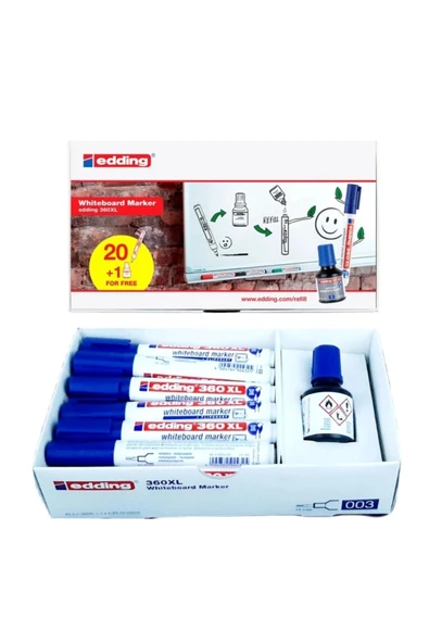 Edding 360 Xl Beyaz Tahta Kalemi 20 Li Set Mürekkep +tahta Silgisi tkm - Resim 2