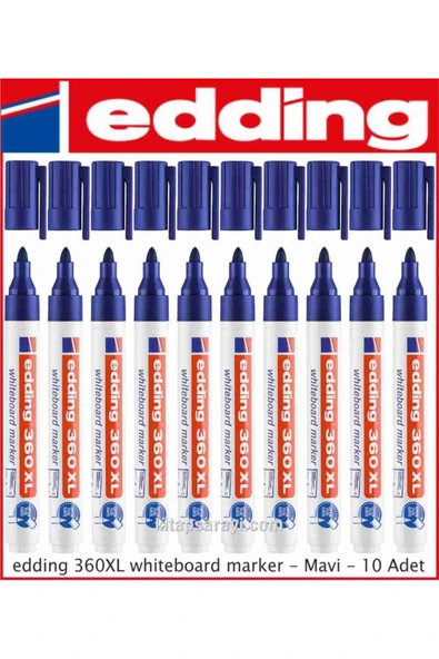 Edding Mavi Beyaz Yazı Tahtası Kalemi 10'lu Paket ürün görseli 1