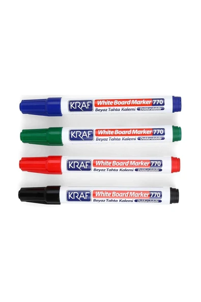 KRAF Doldurulabilir Beyaz Tahta Kalemi 4 Renk Set Yazı Tahtası Kalemi - Resim 2