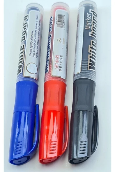 TGB 3 Renk Karışık Kırmızı Siyah Mavi Tüplü Kartuşlu Tahta Kalemi - Resim 3