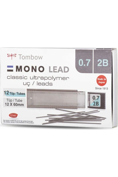 Tombow Mono Lead 0.7mm 2B Min (Uç) 12'li Kutu ürün görseli 1