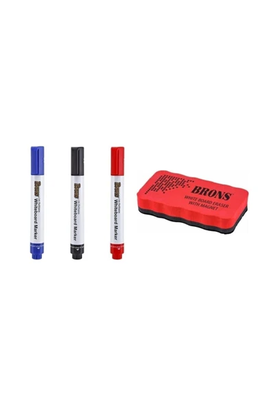 Brons Doldurulabilir Tahta Kalemi 3 Renk Manyetik Tahta Mıknatıslı Silgi 1 Adet Tx ürün görseli 1