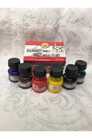 Koh-i Noor Çizim Ve Boya Mürekkebi 6 Renk 20cc Şişelerde ürün görseli 1