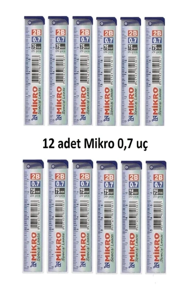 Mikro Min Kalem Ucu 0.7 Uc 2b Dereceli Cetvelli - 12 Li Paket