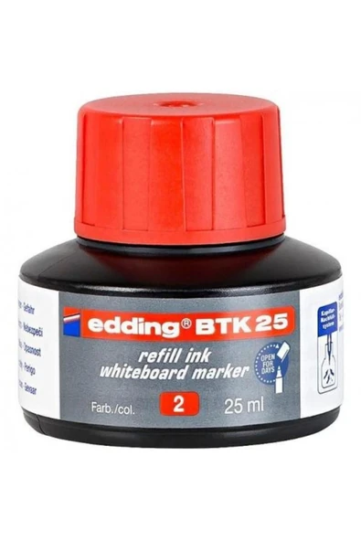 Edding Beyaz Tahta Kalemi Mürekkebi 25ml. Btk25 - Kırmızı tkm ürün görseli