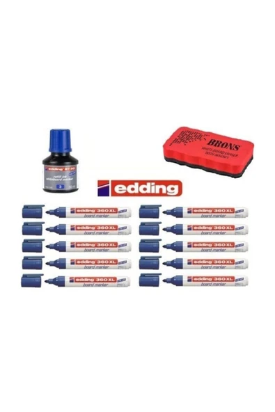 Edding 360 Xl Tahta Kalemi 10'lu Set ( Mürekkep & Tahta Silgisi ) tkm ürün görseli 1