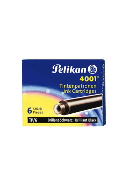 Pelikan 4001 6'lı Kısa Kartuş TP/6 Siyah ürün görseli 1