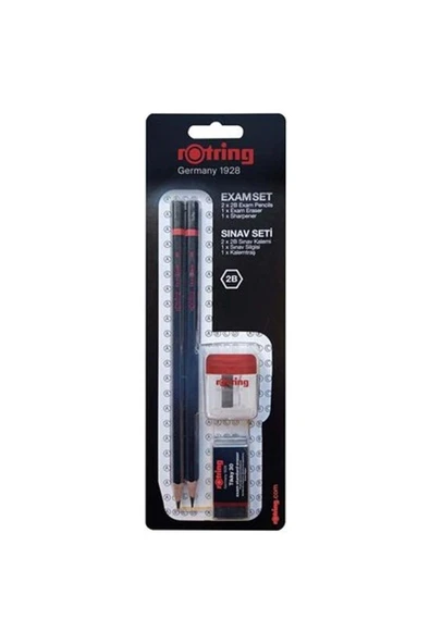 Rotring 4 Parça Sınav Seti - Sınav Kalemi, Silgi, Kalemtraş - 1