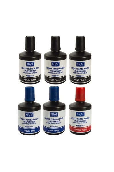 KRAF Beyaz Yazı Tahtası Mürekkebi Seti 100ml X 6 Adet ürün görseli